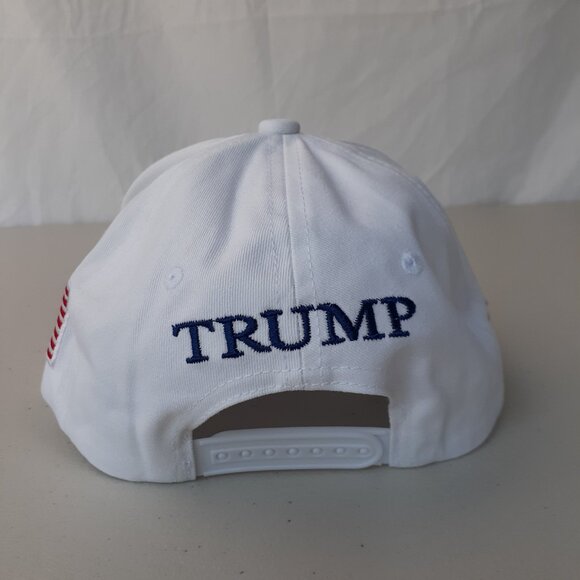 MAGA - 45-47 - Trump - American Flag White & Blue Baseball Cap - Adjustable Fit - Picture 4 of 9